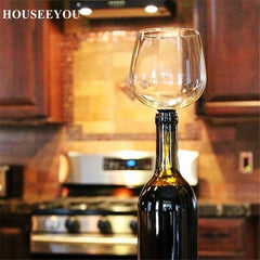 HOUSEEYOU Creative Red Wine Champagne Glass Cup with Silicone Seal Drink Directly from Bottle Crystal Glasses Cocktail Mug 500ML